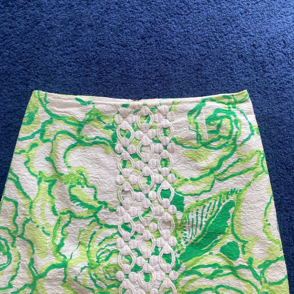 Lilly Pulitzer Vibrant Green and White Mini Skirt